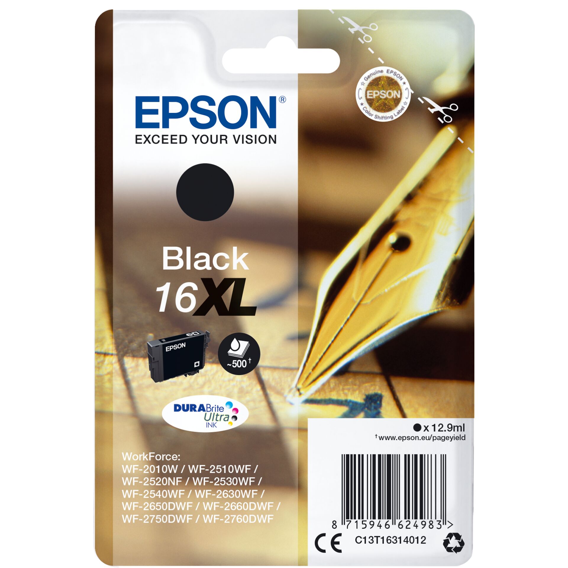 Epson Tintenpatrone XL schwarz DURABrite Ultra T 163 T 1631
