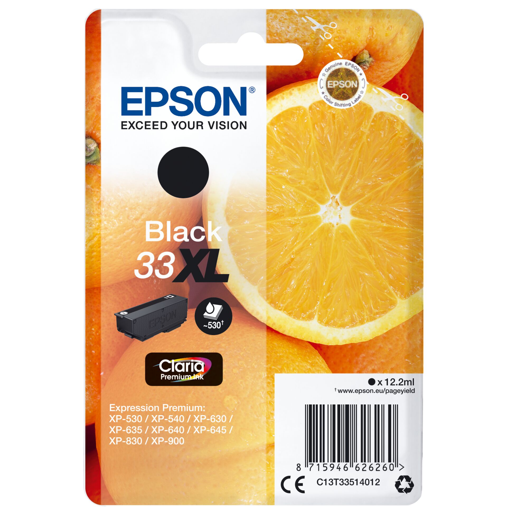 Epson Tintenpatrone schwarz XL Claria Premium 33 T 3351