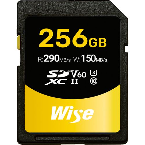 Wise SDXC UHS-II V60 256GB R:290MBs / W:150MBs WI-SD-S256